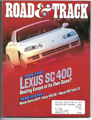 ROAD & TRACK 1991 JULY - RX7 INFINI IV, ALFA 8C 2900